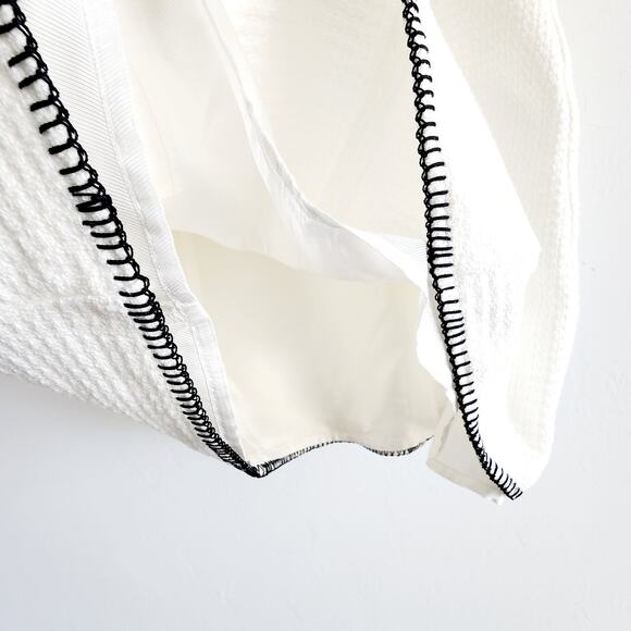 Zara White Tweed Cut Out Mini Dress with Contrast Stitching Cotton Blend Large - Picture 7 of 9